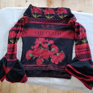 Save The Queen Black and Red Floral Top